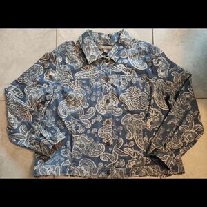 Croft & Barrow Blue and Cream Paisley Jacket